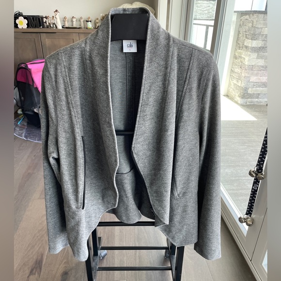 CAbi heatered grey Rebal Moto Asymmetrical Zip Up Flint Jacket size Large - Picture 2 of 4